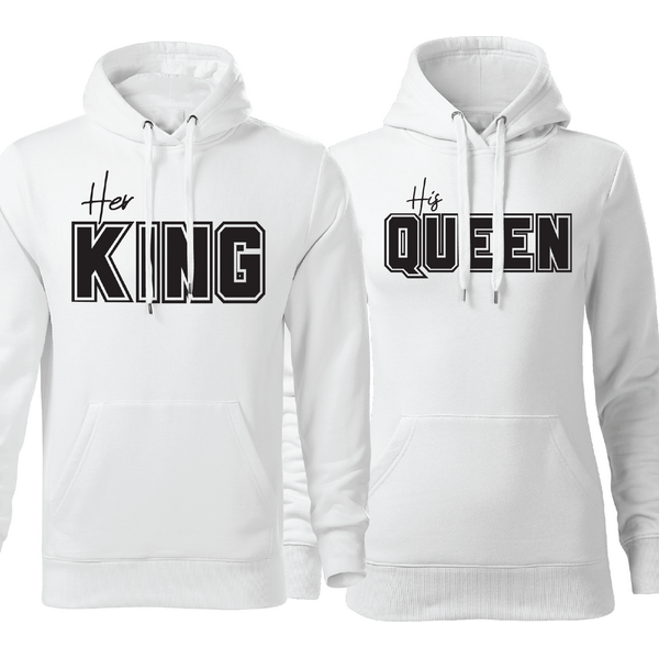 T-ričko Mikiny Jeho kráľovná Jej kráľ mikiny pre páry (King a Queen) 61804898