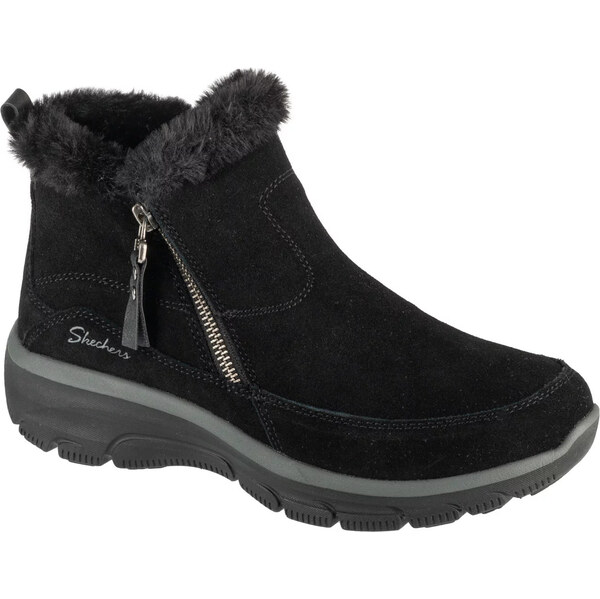 Čierne dámske členkové semišové topánky Skechers Easy Going - Cool Zip 61882230