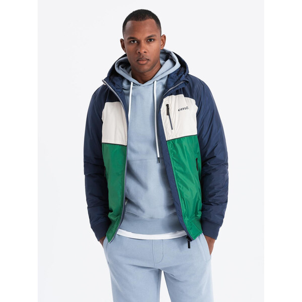 Ombre Lightweight colorful mens sports jacket with fleece - green and 64788544