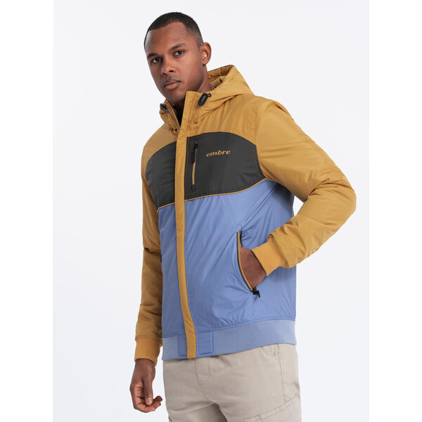 Ombre Lightweight colorful mens sports jacket with fleece - blue 64788543