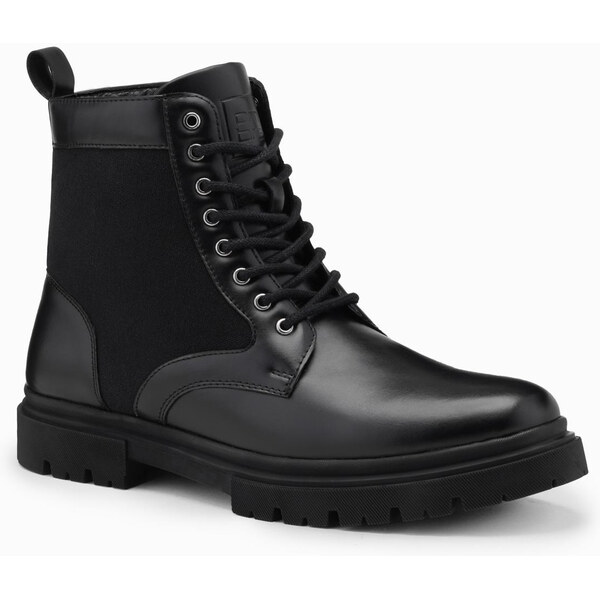 Ombre Mens high-top trapper boots with combined materials - black 64788545