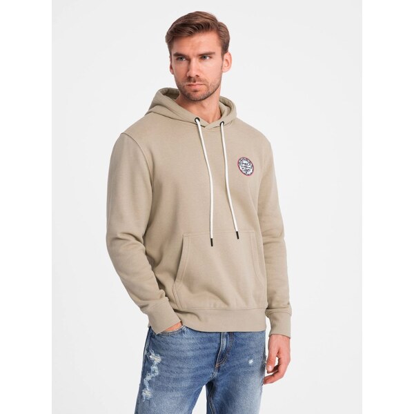 Ombre Clothing Pánska piesková mikina s logom a s kapucňou V3 SSNZ 61816983