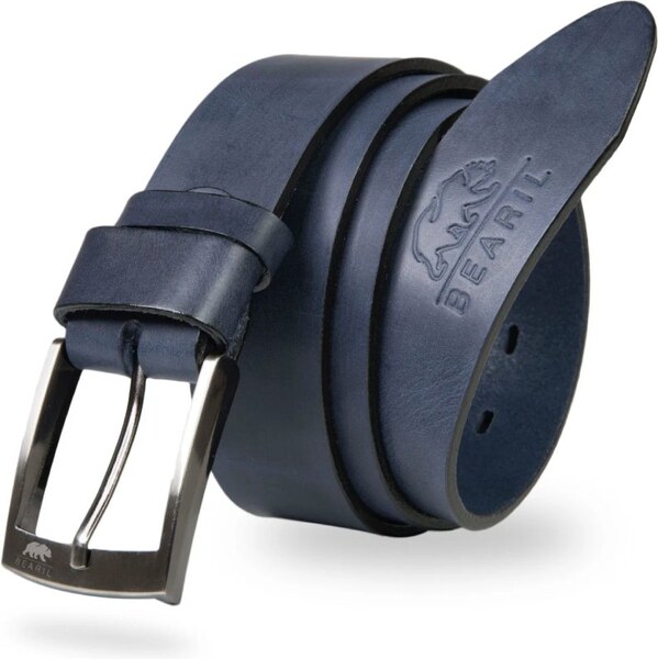 Tmavomodrý kožený pánsky opasok Rio 61829397