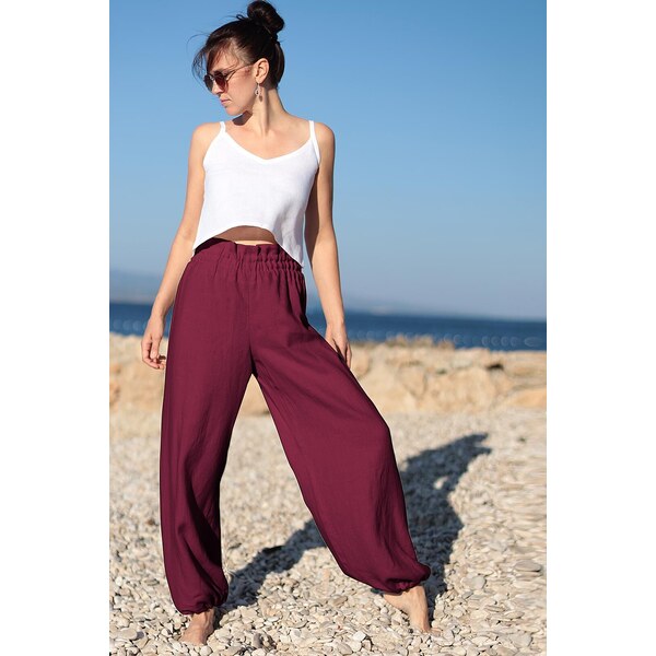 Lotika Linen Ľanové háremové nohavice zoštíhľujúce 63334302