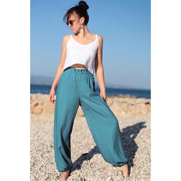 Lotika Linen Ľanové háremové nohavice zoštíhľujúce 63334303