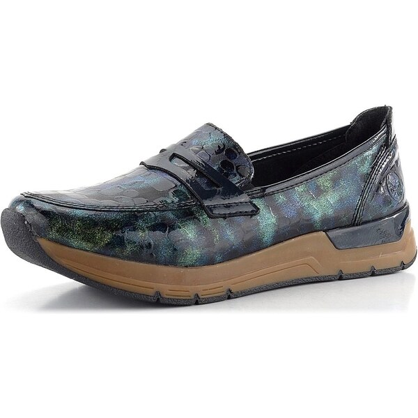 Rieker lakované mokasíny modro-zelené 58960-90 62751993