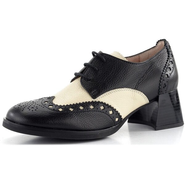 Hispanitas šnurovacie poltopánky na podpätku black/milk CHI243579 62752231