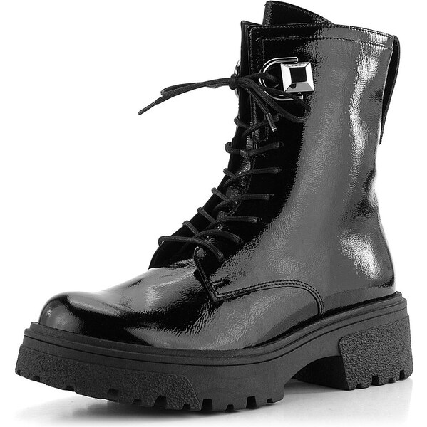 Gabor lakovaný černý kotník na vysoké hrubé podešvi 51.761.97 62752062