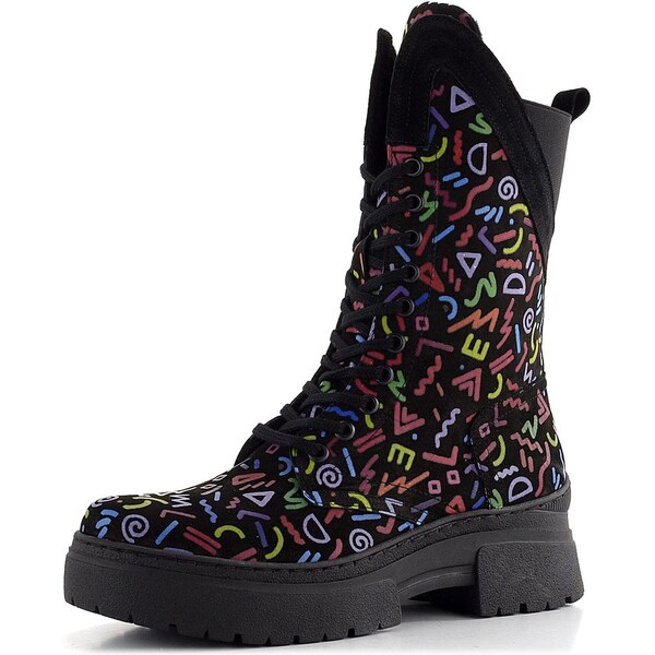 Barton vyššia členková obuv čierna s farebnou potlačou 24-2522 62752387