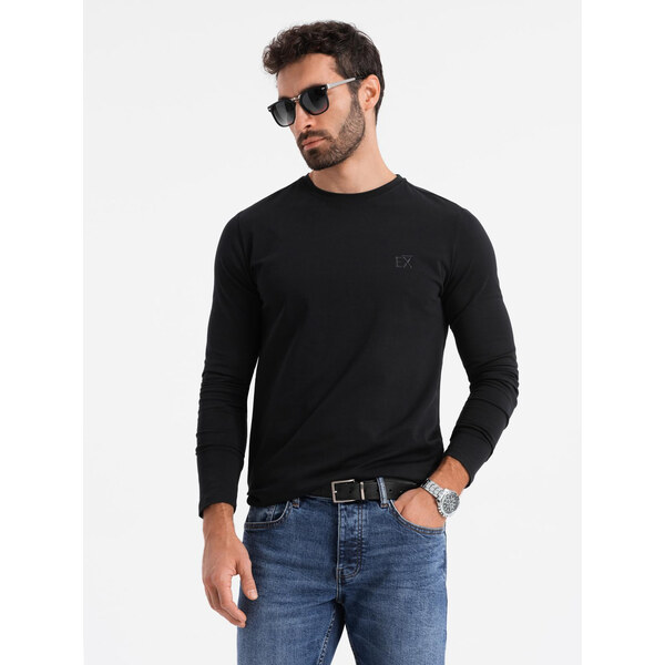 Ombre Mens SLIM FIT longsleeve with elastane and print - black 64788550