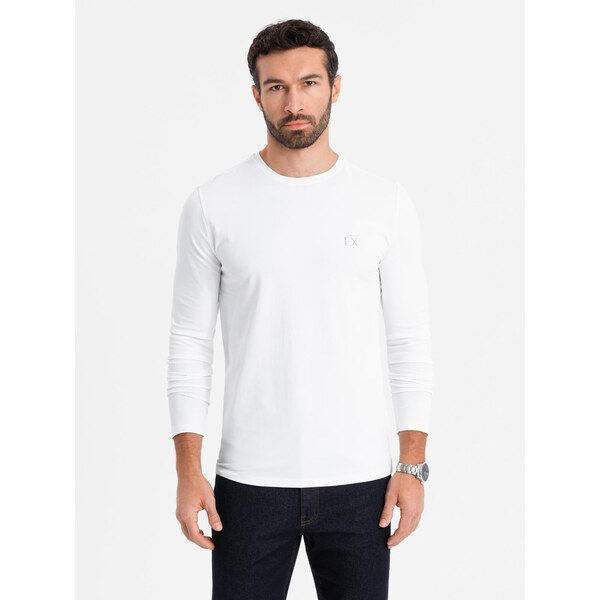 Ombre Mens SLIM FIT longsleeve with elastane and print - white 64788547