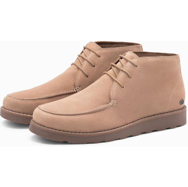 Ombre Mens suede ankle boots with thick sole - beige 64788552