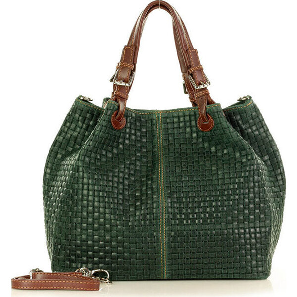 Genuine Leather MAZZINI Zelená kabelka Carina Treccia s147s 14753237