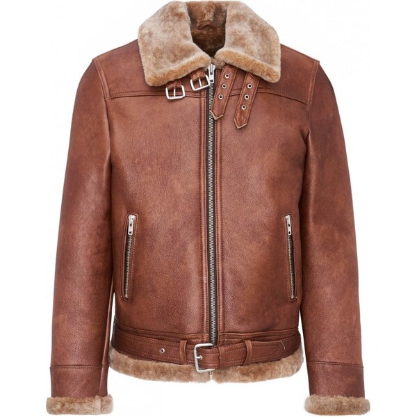 Sikora Pánska kožušinová bunda Liam - hnedá/béžový baránok 66033276