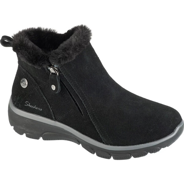 Čierne semišové dámske členkové topánky Skechers Easy Going - High Zip 61828747