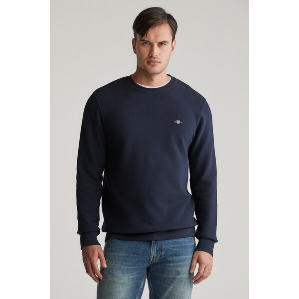 MIKINA GANT TEXTURE C-NECK SWEAT EVENING BLUE 61866390