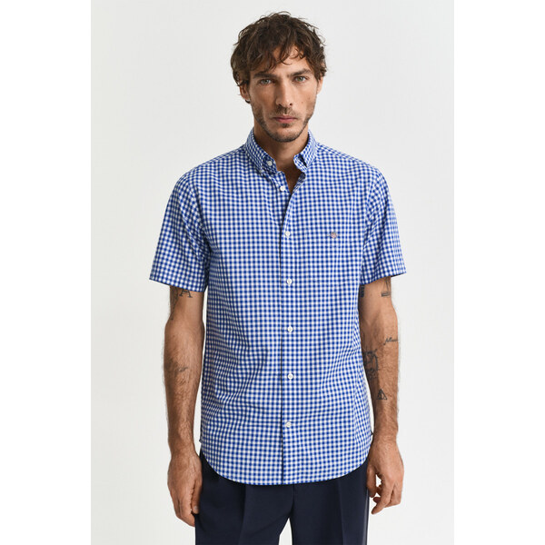 KOŠEĽA GANT REG CLASSIC POPLIN GINGH SS SHIRT COLLEGE BLUE 61838203