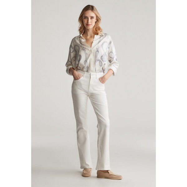 DŽÍNSY GANT SLIM FLARE WHITE JEANS EGGSHELL 61838225
