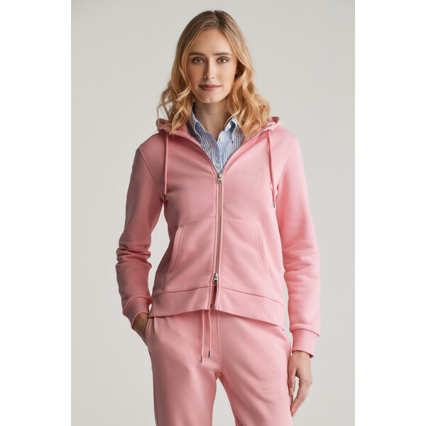 MIKINA GANT REG TONAL SHIELD ZIP HOODIE GERANIUM PINK 61838289