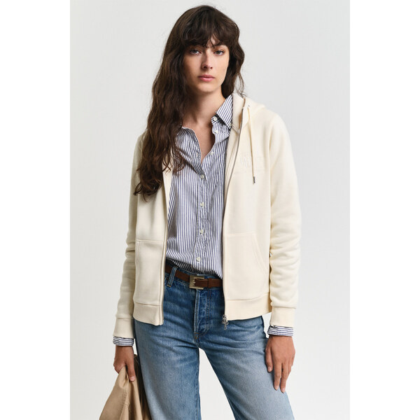 MIKINA GANT REG TONAL SHIELD ZIP HOODIE LINEN 61838290