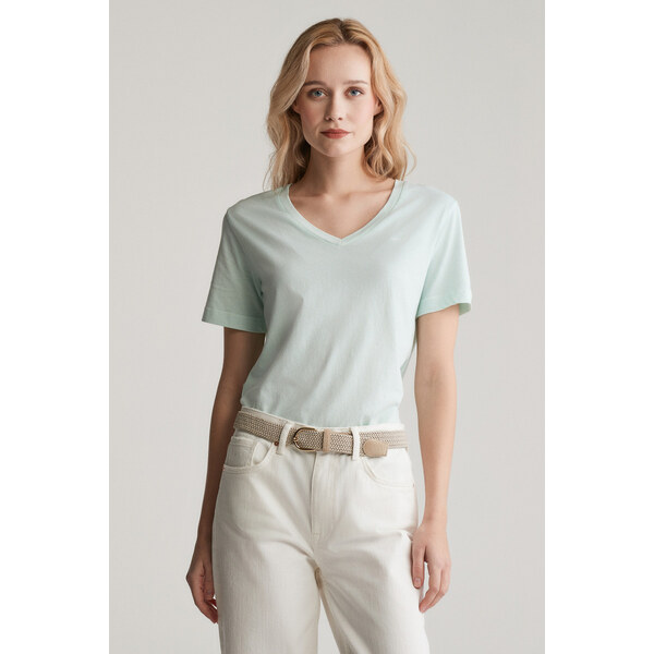 TRIČKO GANT REG SUNFADED SS V-NECK T-SHIRT FADED MINT 61838304