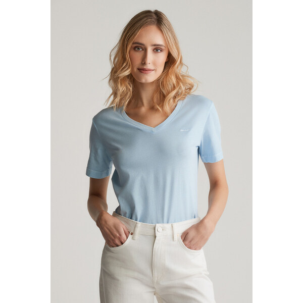 TRIČKO GANT REG SUNFADED SS V-NECK T-SHIRT FRESH BLUE 61838305