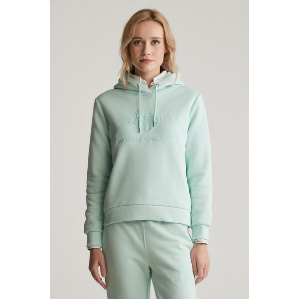 MIKINA GANT REG TONAL SHIELD HOODIE FADED MINT 61838320