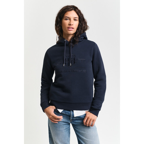 MIKINA GANT REG TONAL SHIELD HOODIE EVENING BLUE 61838319