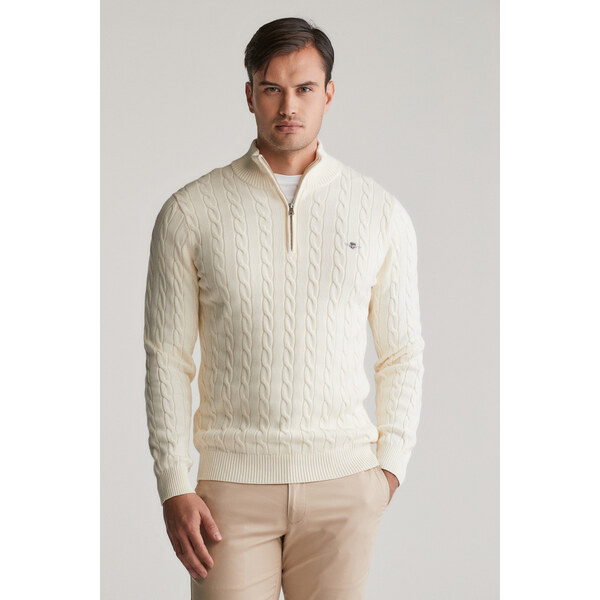 SVETER GANT COTTON CABLE HZ CREAM 57940463