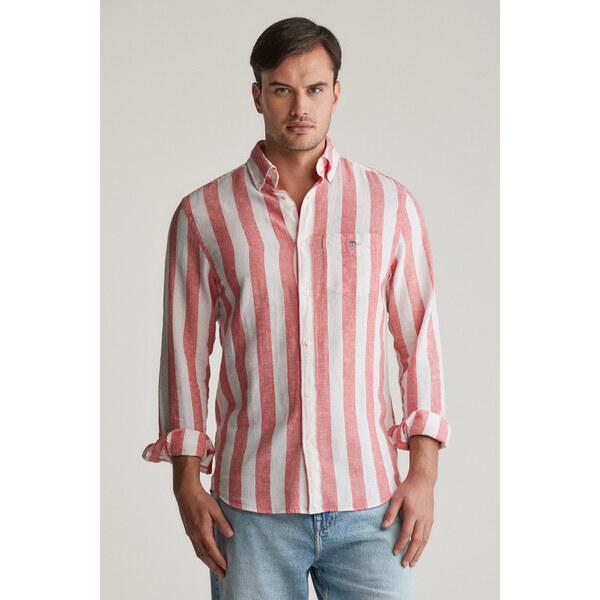 KOŠEĽA GANT REG COTTON LINEN BOLD STRIPE SHIRT BRICK RED 61838211