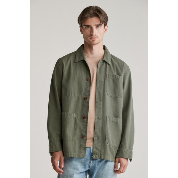 KOŠEĽA GANT REG HERRINGBONE WORKWEAR OVERSHIRT JUNIPER GREEN 61838213