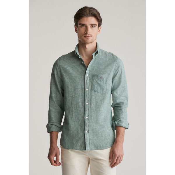 KOŠEĽA GANT REG COTTON LINEN SHIRT WOODY GREEN 61838217