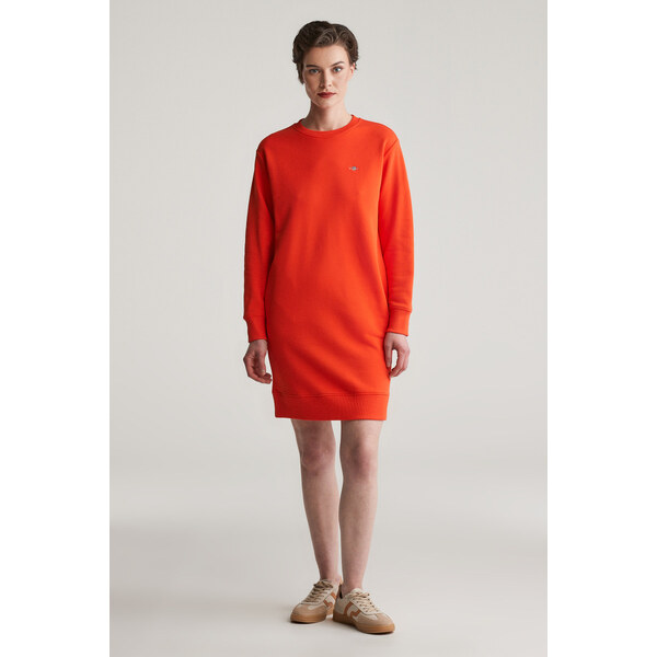 MIKINOVÉ ŠATY GANT SHIELD C-NECK SWEAT DRESS ORANGE RED 61838301