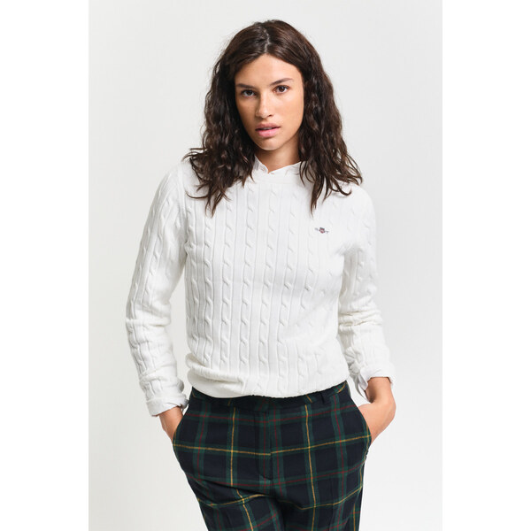 SVETER GANT STRETCH COTTON CABLE C-NECK EGGSHELL 61838352