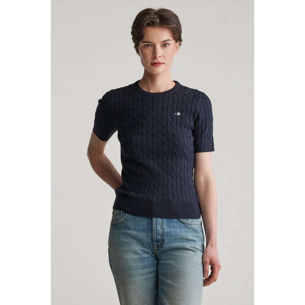 SVETER GANT STRETCH COTTON CABLE SS C-NECK EVENING BLUE 61838361