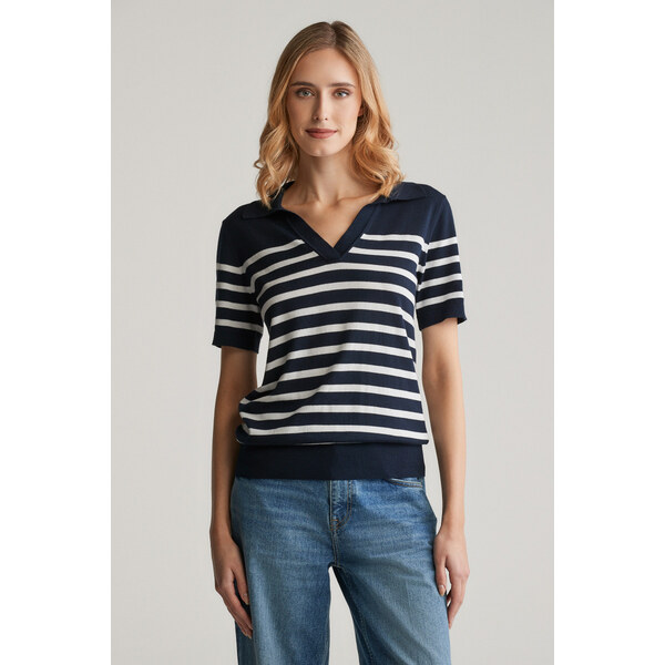 SVETER GANT FINE KNIT STRIPED SS RUGGER EVENING BLUE 61838369