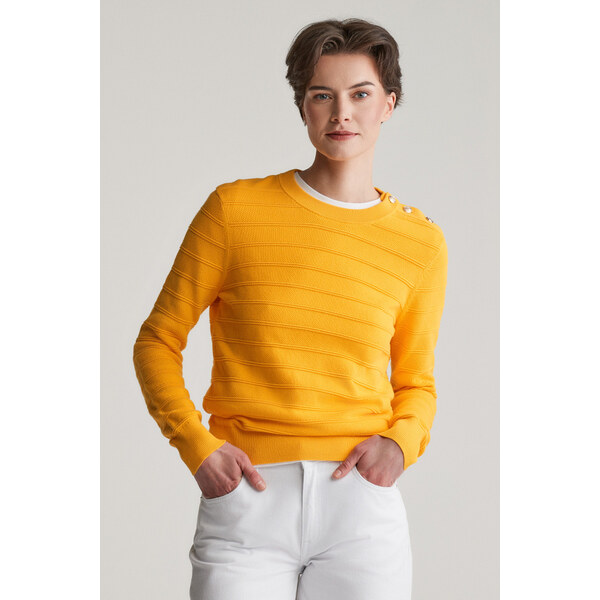 SVETER GANT TEXTURED COTTON C-NECK DAFFODIL YELLOW 61838371