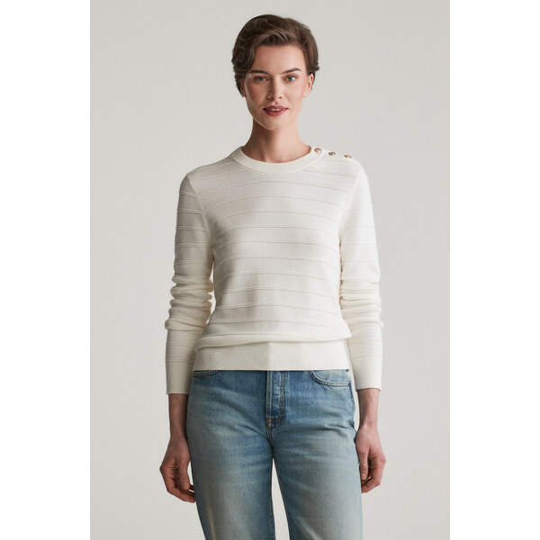SVETER GANT TEXTURED COTTON C-NECK EGGSHELL 61838372