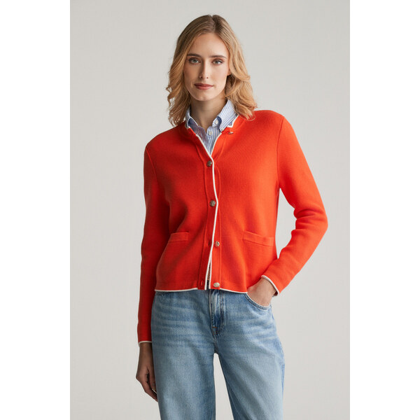 SVETER GANT COTTON KNIT JACKET ORANGE RED 61838376
