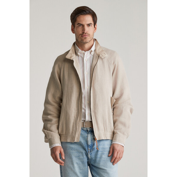BUNDA GANT LINEN HARRINGTON JACKET DRY SAND 61838393