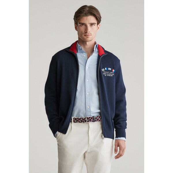SVETER GANT NAUTICAL FLAGS ZIPPED CARDIGAN EVENING BLUE 61838396