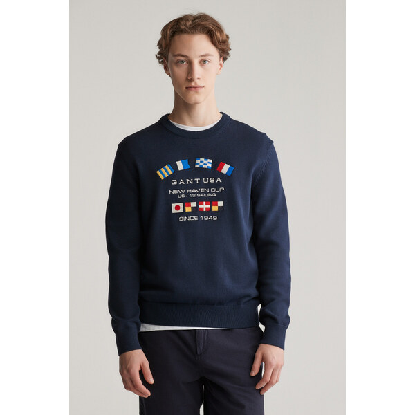 SVETER GANT NAUTICAL FLAGS C-NECK EVENING BLUE 61838395