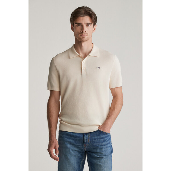SVETER GANT MICRO TEXTURED COTTON SS POLO CREAM 61838403