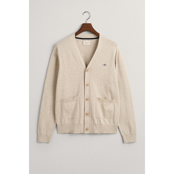 SVETER GANT CLASSIC COTTON V-CARDIGAN LIGHT BEIGE MELANGE 61838413