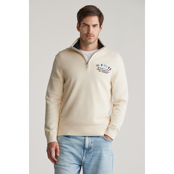 SVETER GANT NAUTICAL FLAGS HALF ZIP CREAM 61838412