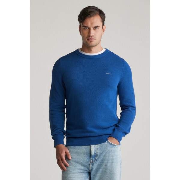 SVETER GANT COTTON PIQUE C-NECK RICH BLUE 61838419