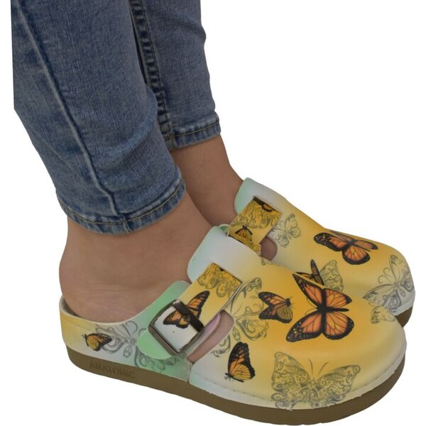 JOHN-C Dámske vzorované klinové šľapky MOTÝĽ 61838582