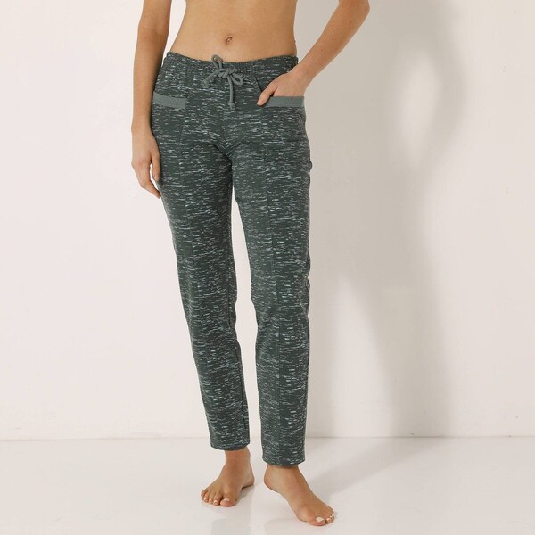 Moltonové dlhé melírované nohavice zelený melír 056 Blancheporte 61843496