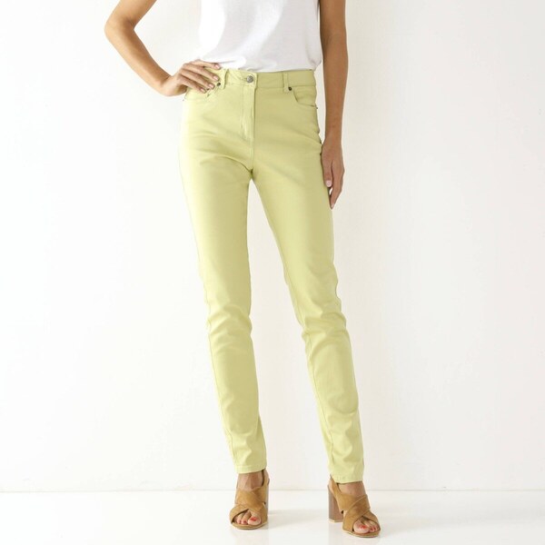 Úzke dlhé twilové nohavice anízová 036 Blancheporte 61843813