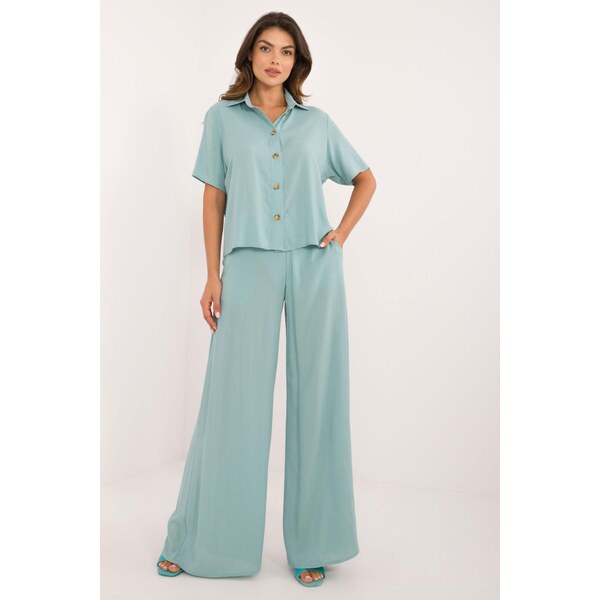 MladaModa Elegantný letný komplet košele a nohavíc model 71420 tmavý 62554536